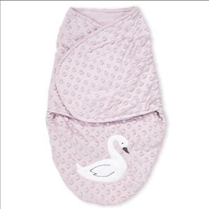 Kyle & Deena Pink Blush Swan Swaddle Baby Blanket